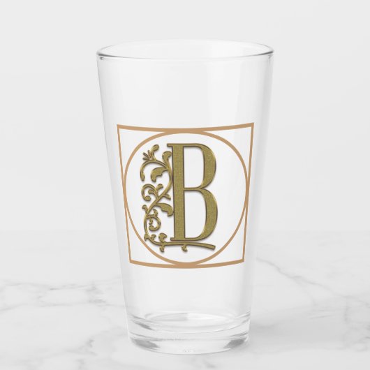 BRIEF B MONOGRAM Beauful Wedding New Home Gift Glas (Voorkant)