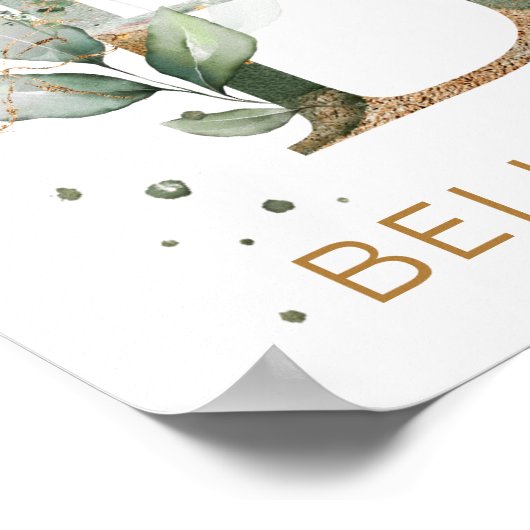 Brief B Monogram Groen goudbladerblad Nursery Poster (Hoek)