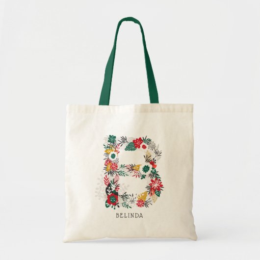 Brief B | Whimsical Floral Letter Monogram I Tote Bag (Voorkant)