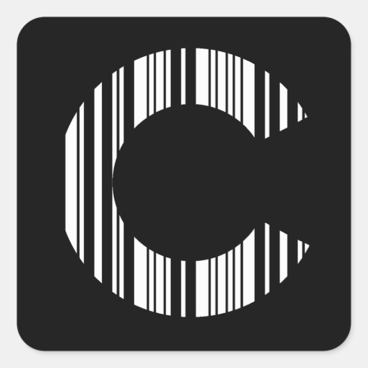 BRIEF C BAR CODE Eerste Initiaal Barcode Patroon Vierkante Sticker (Voorkant)