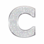 Brief C Fotobeeldje Ornament<br><div class="desc">Brief C zilverfaux glitter</div>
