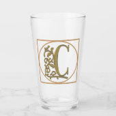 BRIEF C MONOGRAM Beauful Wedding New Home Gift Glas (Voorkant)