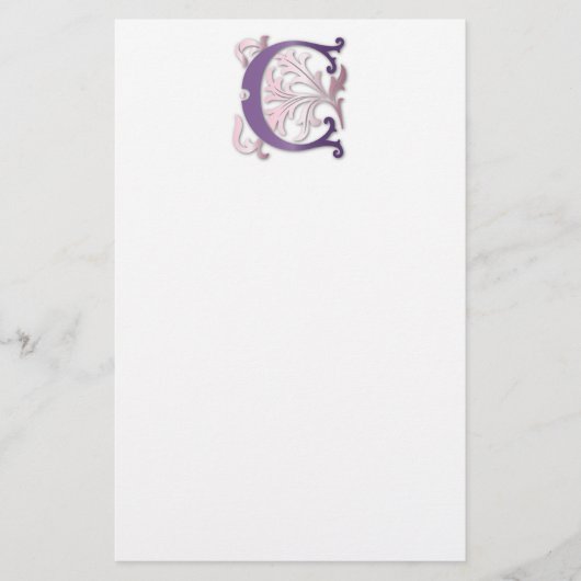 Brief C Monogram Fleur de lis Briefpapier (Voorkant)