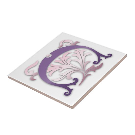 Brief C Monogram Fleur de lis Tegeltje (Zijkant)