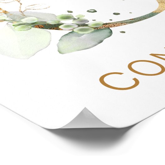 Brief C Monogram Groen goudbladerblad Nursery Poster (Hoek)