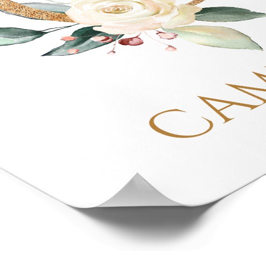 Brief C Monogram wit roos Nursery Poster (Hoek)