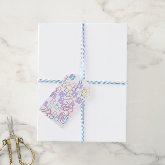 Brief Confetti "B" Cadeaulabel (Met Touw)