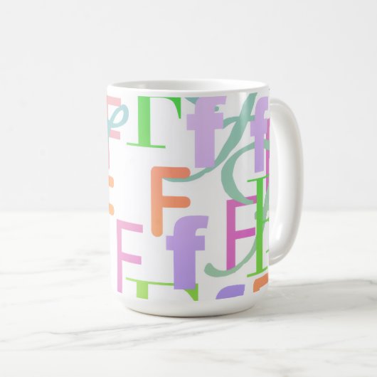 Brief Confetti "F" Koffiemok (Voorkant rechts)