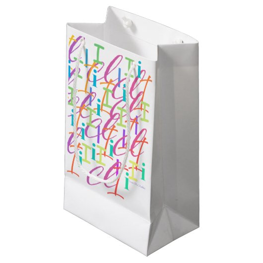 Brief Confetti "I" Klein Cadeauzakje (Voorkant Gekanteld)