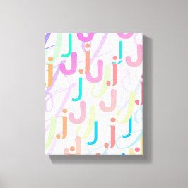 Brief Confetti "J" Canvas Afdruk