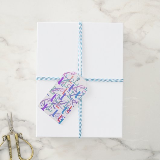 Brief Confetti "L" Cadeaulabel (Met Touw)
