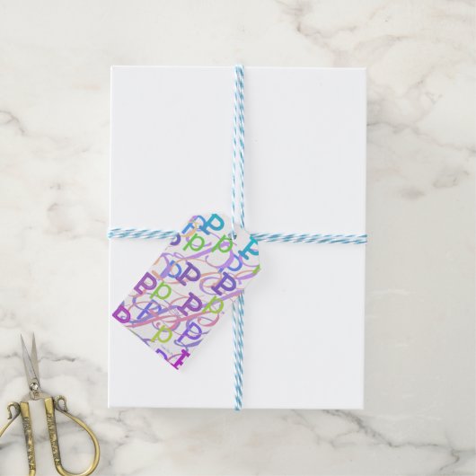 Brief Confetti "P" Cadeaulabel (Met Touw)