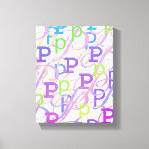 Brief Confetti "P" Canvas Afdruk