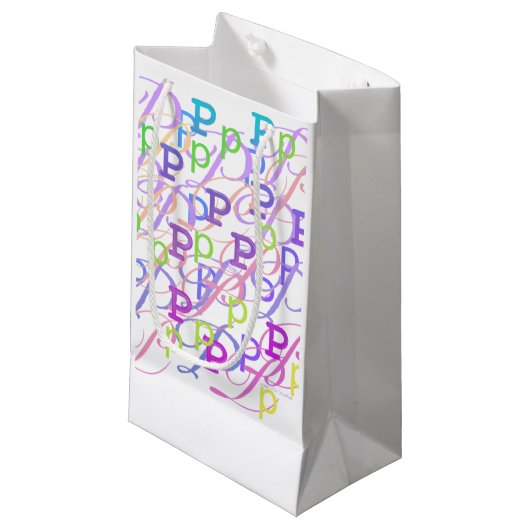 Brief Confetti "P" Klein Cadeauzakje (Voorkant Gekanteld)