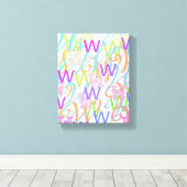 Brief Confetti "W" Canvas Afdruk (Insitu (Houten vloer))