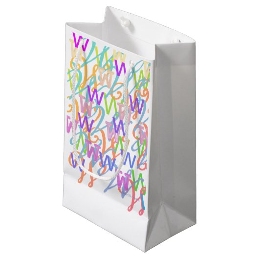 Brief Confetti "W" Klein Cadeauzakje (Voorkant Gekanteld)