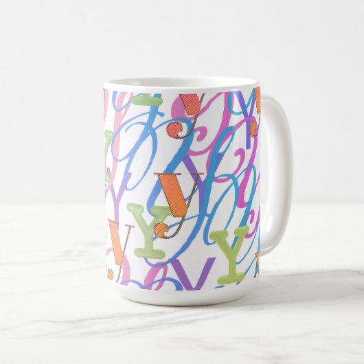 Brief Confetti "Y" Koffiemok (Voorkant rechts)
