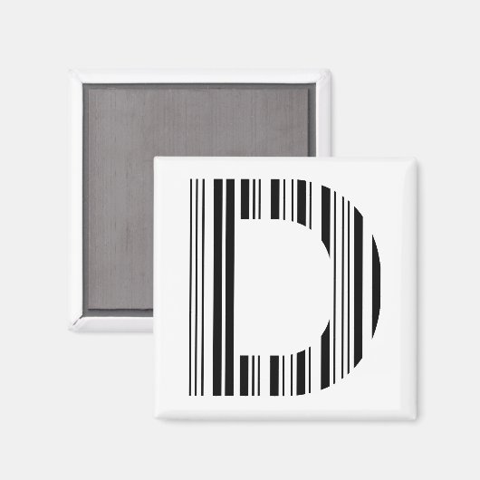BRIEF D BAR CODE Eerste Initiaal Barcode Patroon Magneet (Voorkant / Achterkant)