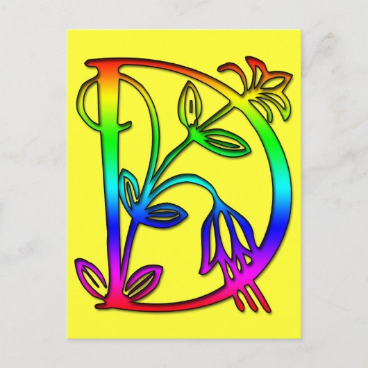 BRIEF D COLORFUL FLORAL MONOGRAM BRIEFKAART (Voorkant)