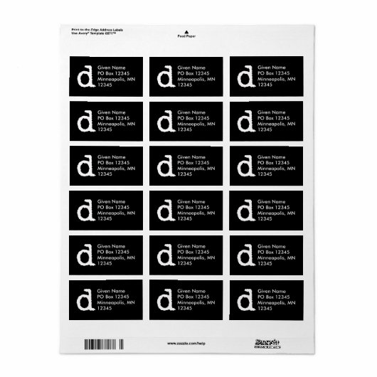 Brief D Etiket (Full Sheet)