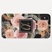Brief D Gold Black Waterverf Floral Monogram Case-Mate iPhone Case (Achterkant (horizontaal))