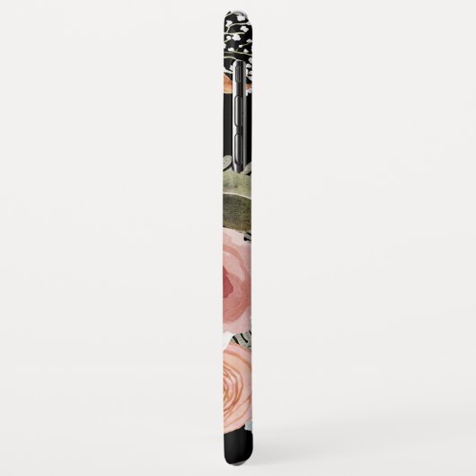 Brief D Gold Black Waterverf Floral Monogram Case-Mate iPhone Case (Achterkant/links)