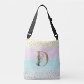 *~ BRIEF D Monogram Gold Glitter Pastel Colors Crossbody Tas (Voorkant)