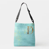*~* BRIEF D - Monogram Gold Glitter Turquoise Crossbody Tas (Achterkant)