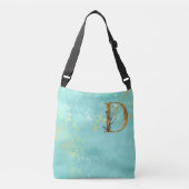 *~* BRIEF D - Monogram Gold Glitter Turquoise Crossbody Tas (Voorkant)