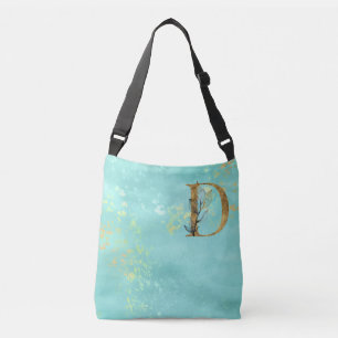 *~* BRIEF D - Monogram Gold Glitter Turquoise Crossbody Tas