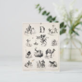 Brief D van een alfabet primer, 1832 Briefkaart (Staand voorkant)