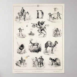 Brief D van een alfabet primer, 1832 Poster