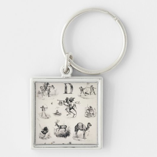 Brief D van een alfabet primer, 1832 Sleutelhanger (Voorkant)