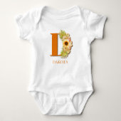Brief D Zonnebloem Monogram met naam Romper (Voorkant)
