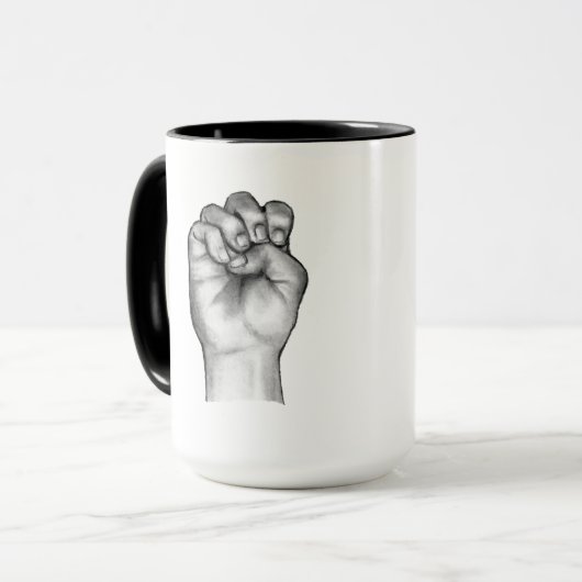 Brief E: Amerikaanse gebarentaal: potloodtekening Mok (Voorkant links)