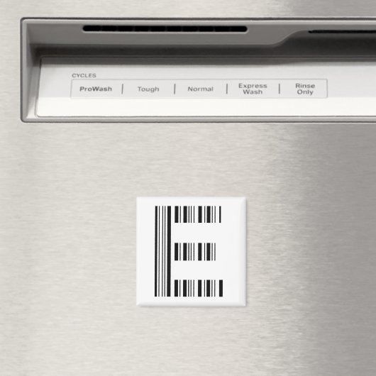 BRIEF E BAR CODE Eerste Initiaal Barcode Patroon Magneet (Insitu (Vaatwasser))