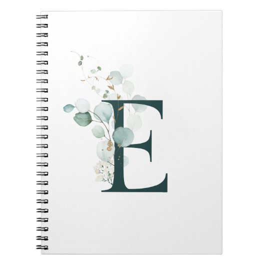 Brief E Eucalyptus en Gold Monogramed Notitieboek (Voorkant)