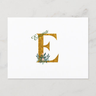 Brief E Golden monogram Briefkaart