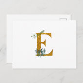 Brief E Golden monogram Briefkaart (Voorkant / Achterkant)