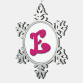 Brief E in 3D Tin Sneeuwvlok Ornament (Rechts)
