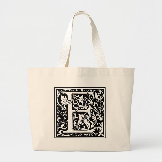 Brief E Medieval Monogram  Groot Initiaal Grote Tote Bag (Voorkant)