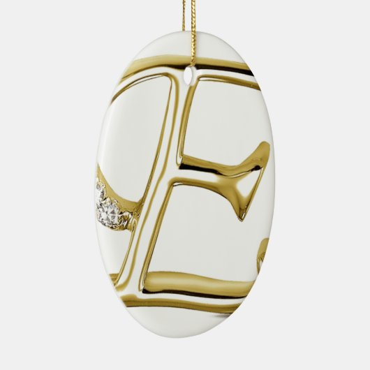 BRIEF " E " MET DIAMONEN KERAMISCH ORNAMENT (Rechts)