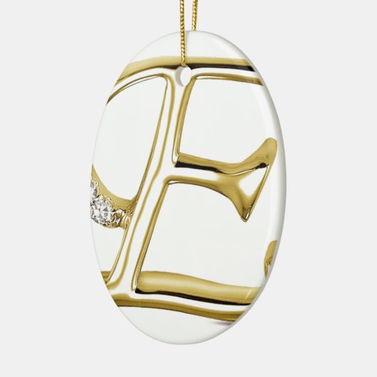 BRIEF " E " MET DIAMONEN KERAMISCH ORNAMENT (Links)