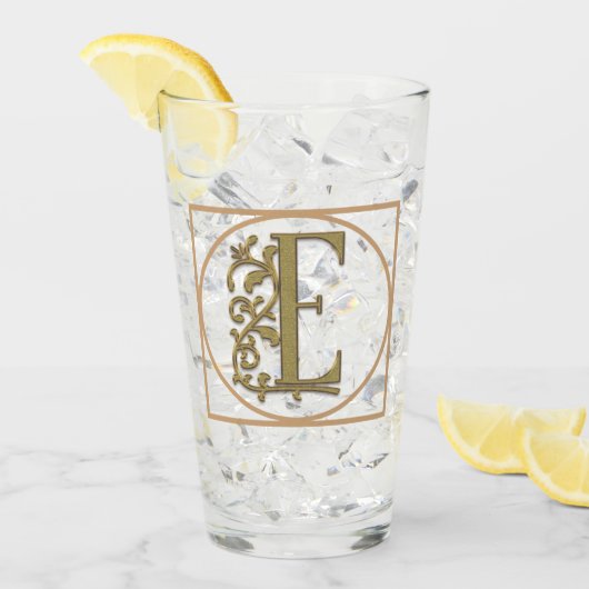BRIEF E MONOGRAM Beauful Wedding New Home Gift Glas (Voorkant ijs)