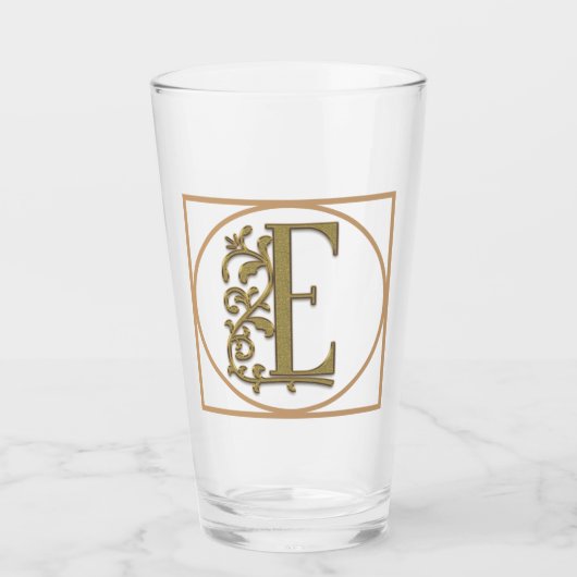 BRIEF E MONOGRAM Beauful Wedding New Home Gift Glas (Voorkant)