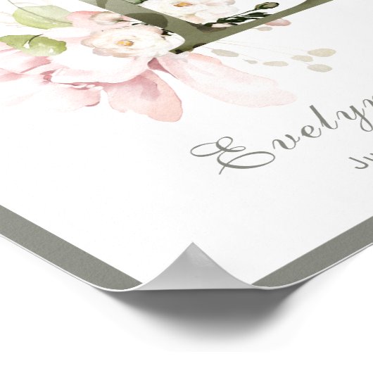 Brief E Monogram Roze roze roze olievlek Poster (Hoek)