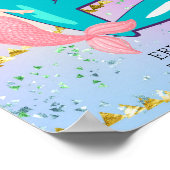 Brief E Monogram Waterverf Cute Mermaid Nursery Poster (Hoek)