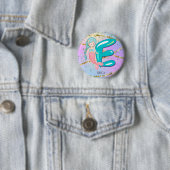 Brief E Monogram Waterverf Cute Mermaid Nursery Ronde Button 5,7 Cm (In situ)