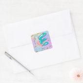 Brief E Monogram Waterverf Cute Mermaid Nursery Vierkante Sticker (Envelop)