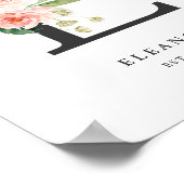 Brief E Monogram Waterverf Perzikflessen urserij Poster (Hoek)